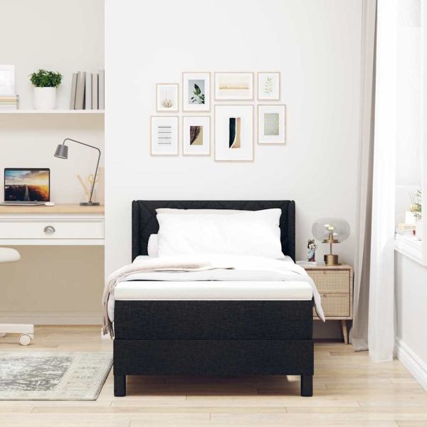 Легло с пружинирана основа с матрак Черно 200 x 90 см Полиестер