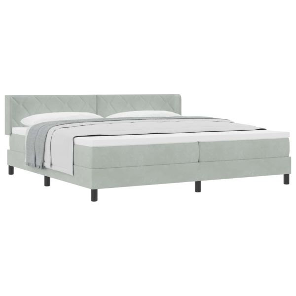 Легло с пружинирана основа Светлосиво 200 x 200 cm Полиестер