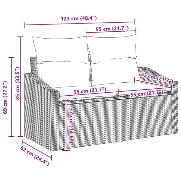 Градински Софа Комплект със съхранение Светлосиво полиратан
