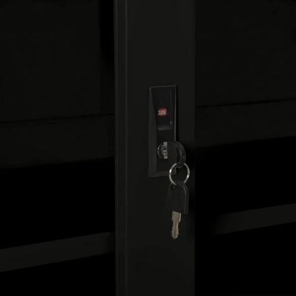 Шкаф с плъзгаща врата, черен, 90x40x90 см, стомана