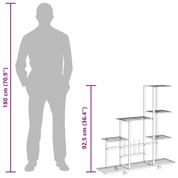 Цветарник на колела, 94,5x25x92,5 см, бял, метал