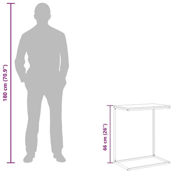 Странична маса, бяла, 55x35x66 см, инженерна дървесина