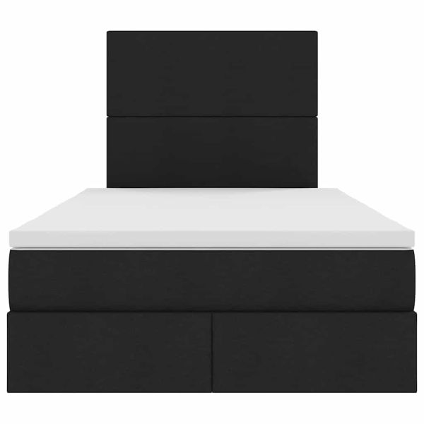 Легло с място за съхранение и LED Черно 120 x 200 cm Полиестер