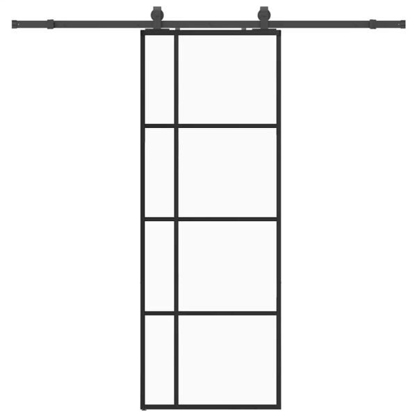 Плъзгаща се врата с обков черна 76x205 см ESG стъкло
