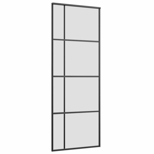 Плъзгаща се врата с обков черна 76x205 см ESG стъкло