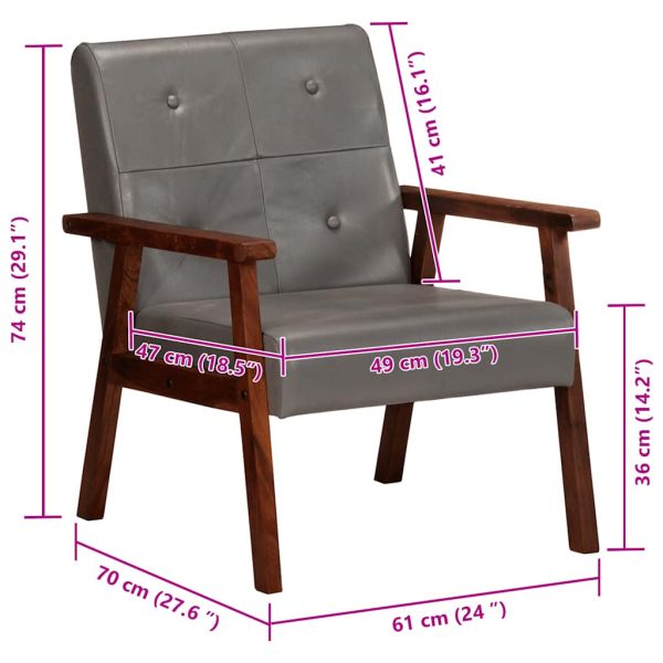 Фотьойл, сив, естествена кожа