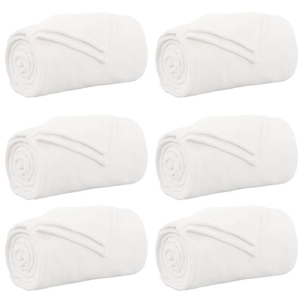 Одеала за хвърляне 6 pcs Бяло 130 x 150 cm Мека вълна