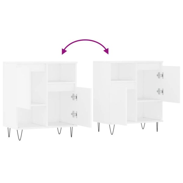 Сайдборд, бял, 60x35x70 см, инженерно дърво