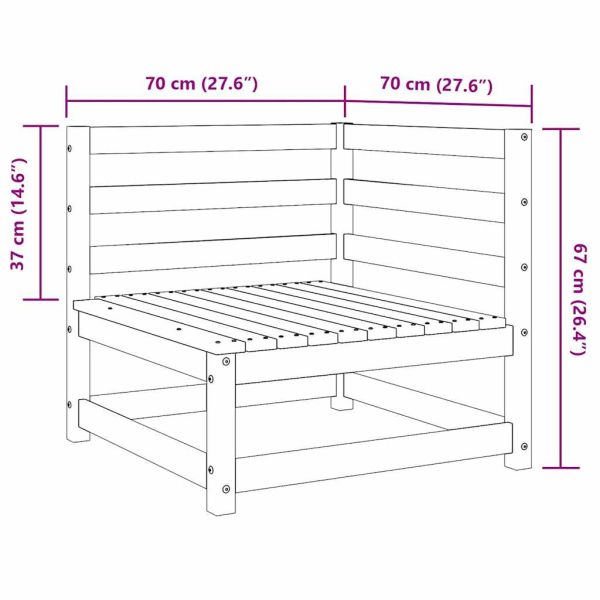 Градински ъглов диван, 70x70x67 см, борово дърво масив