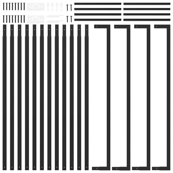 Стойка за дърва за огрев, черен мат, 110x28x312 см, стомана