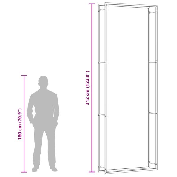 Стойка за дърва за огрев, черен мат, 110x28x312 см, стомана
