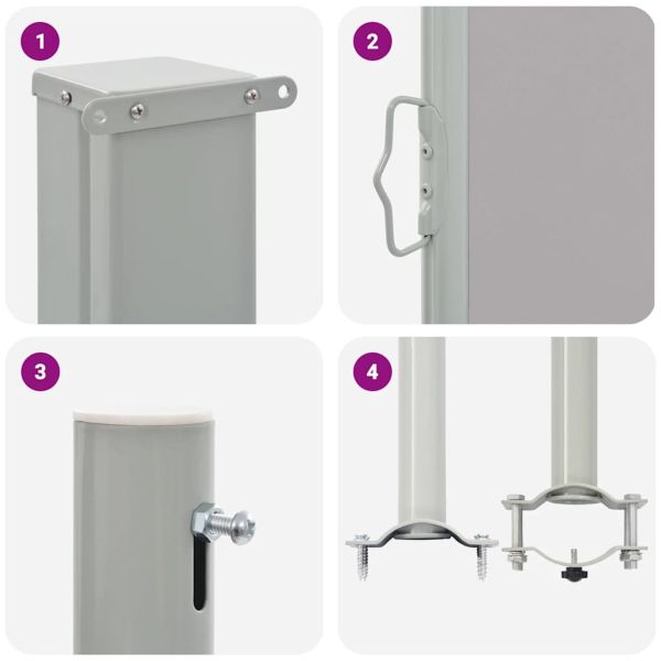 Прибираща се дворна странична тента, 60x300 см, сива