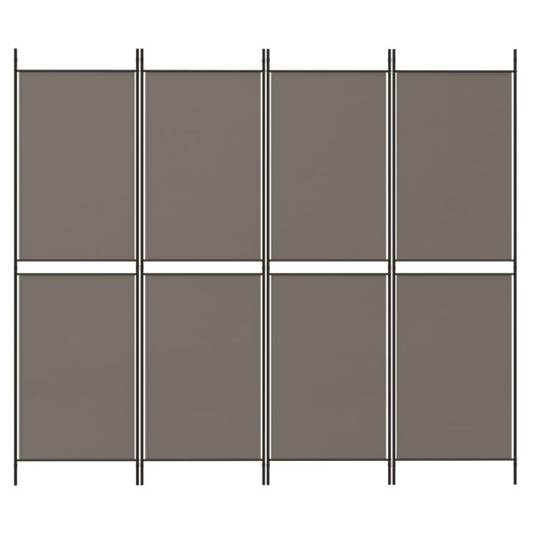 Параван за стая, 4 панела, антрацит, 200x180 cм, текстил