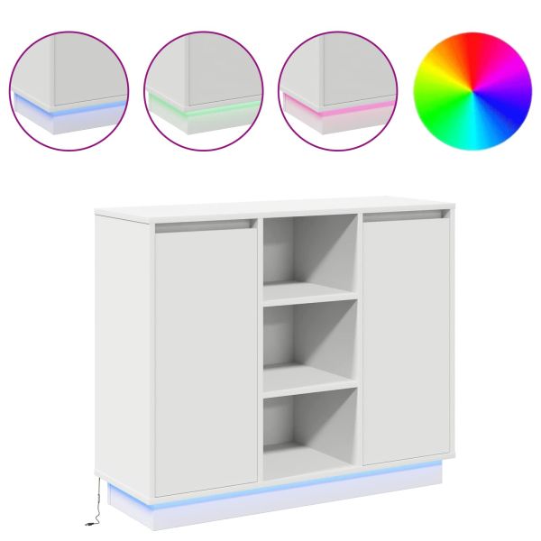 LED конзолна маса Бяло 90 х 32 х 75 см Инженерно дърво