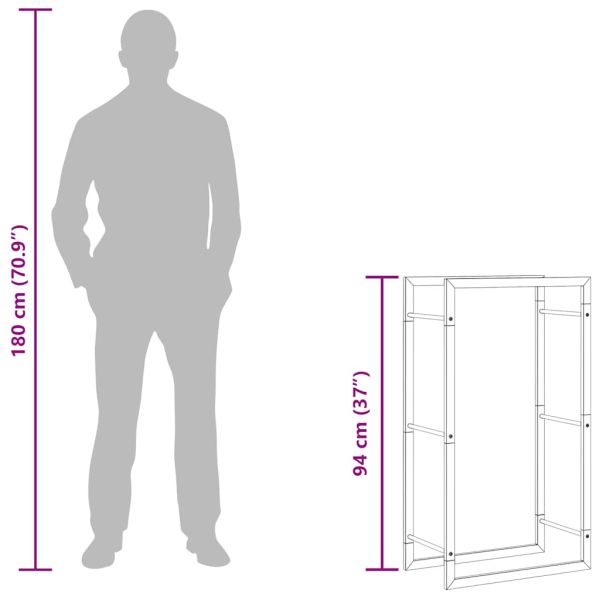 Стойка за дърва за огрев, черен мат, 50x28x94 см, стомана