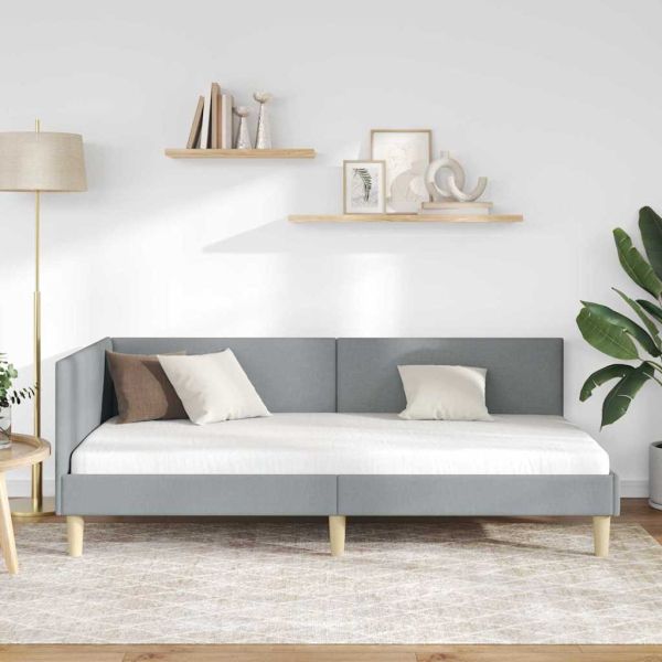 Ъглова рамка за легло с таблото Светлосиво 100 см x 200 см