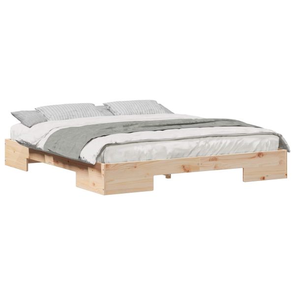 Леглово дъно Кафяво 200 x 200 cm Борово дърво масив