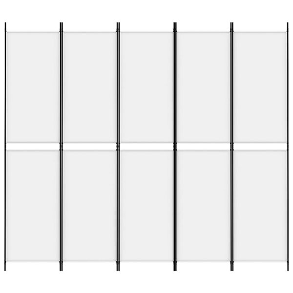 Параван за стая, 5 панела, бял, 250x220 см, текстил