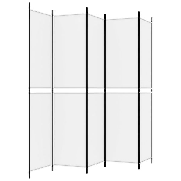 Параван за стая, 5 панела, бял, 250x220 см, текстил
