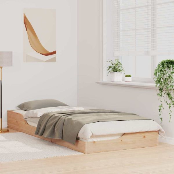 Рамка за легло Кафяво 80 x 220 cm Солидно борово дърво