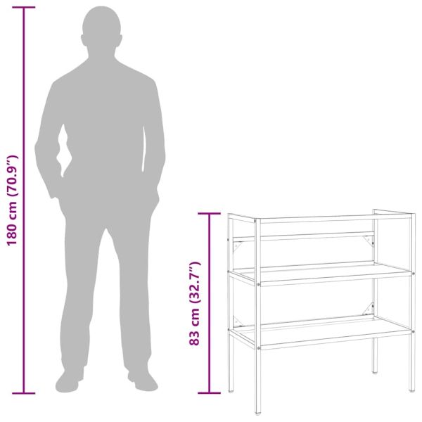 Рамка за мивка за баня, черна, 79x38x83 см, желязо
