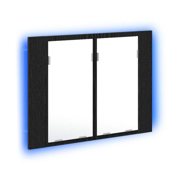 Шкаф с огледало за баня с рафт Черния дъб 60 x 12 x 45 см