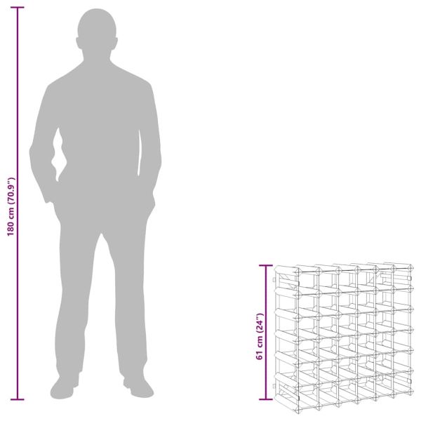 Стойка за вино за 42 бутилки, кафява, бор масив