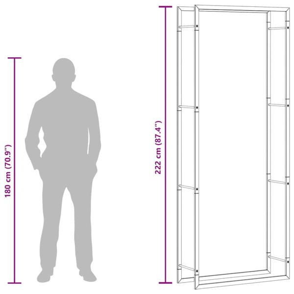 Стойка за дърва за огрев, матово черна, 80x28x222 см, стомана