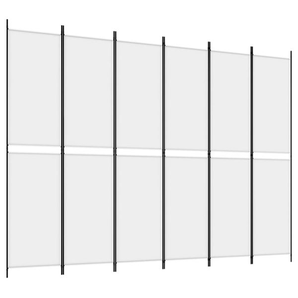 Параван за стая, 6 панела, бял, 300x220 см, текстил