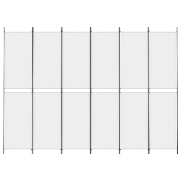 Параван за стая, 6 панела, бял, 300x220 см, текстил