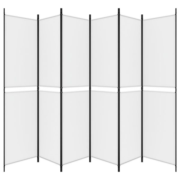 Параван за стая, 6 панела, бял, 300x220 см, текстил