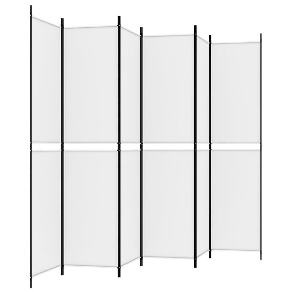 Параван за стая, 6 панела, бял, 300x220 см, текстил