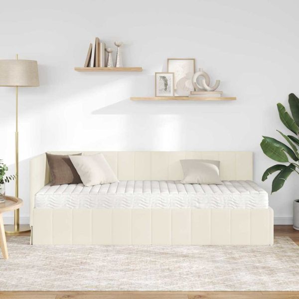 Ъглова рамка за легло с матрак с матрак 2 pcs Крем Кадифе