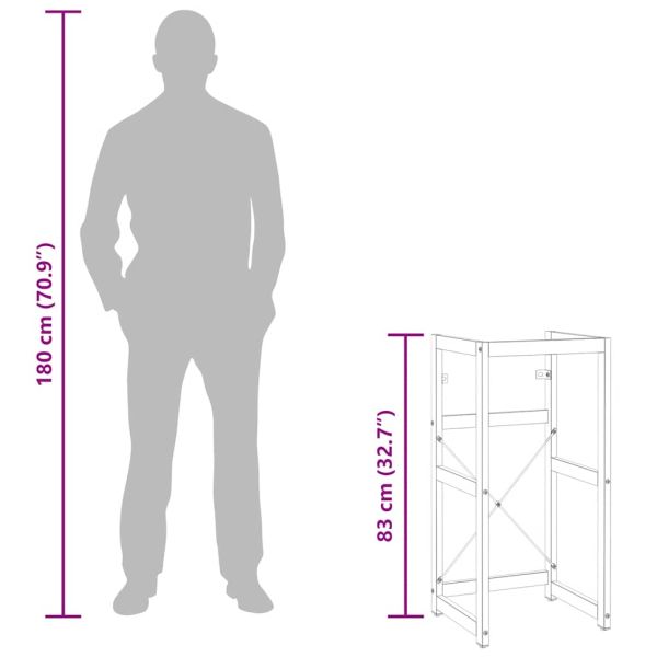 Рамка за мивка за баня, черна, 40x38x83 см, желязо
