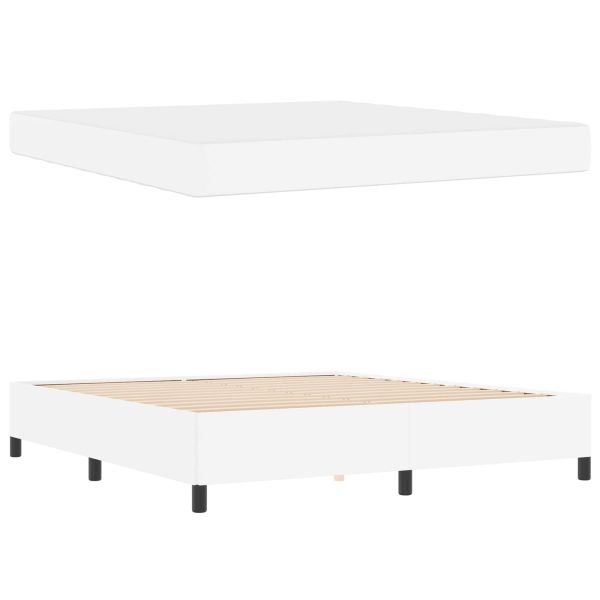 Рамка за легло с матрак Бяло 180 x 200 cm текстил