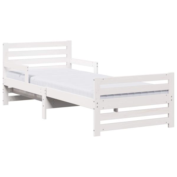 Рамка за легло с матрак Бяло 80 x 200 cm Солидно борово дърво