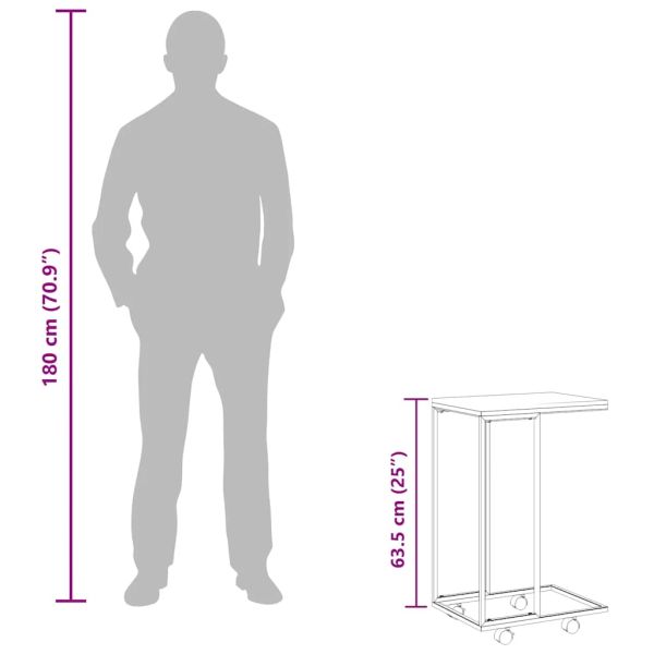 Помощна маса с колелца черна 40x30x63,5 см инженерно дърво