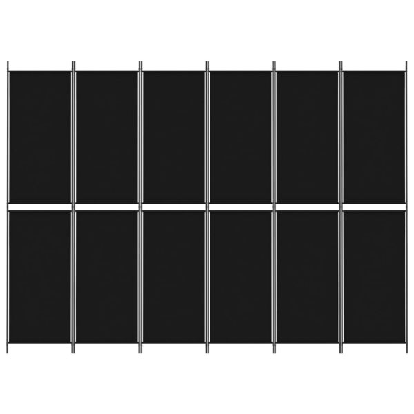 Параван за стая, 6 панела, черен, 300x220 cм, плат