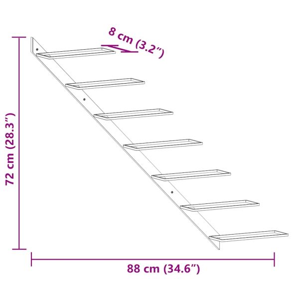 Стойки за вино за стенен монтаж за 7 бутилки 2 бр бели метални