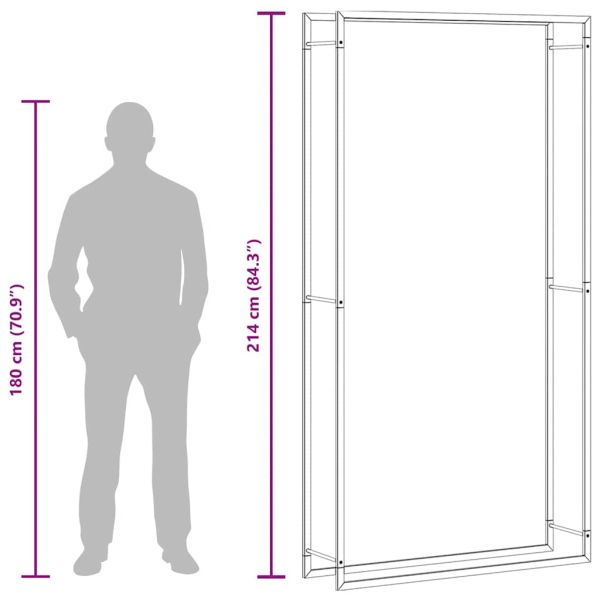 Стойка за дърва за огрев, черен мат, 110x28x214 см, стомана