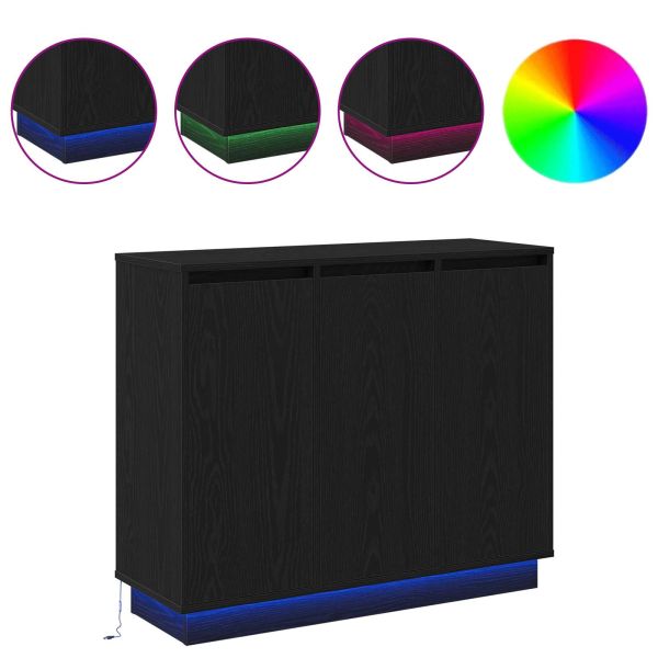 LED конзолна маса Черния дъб 90 х 32 х 75 см Инженерно дърво