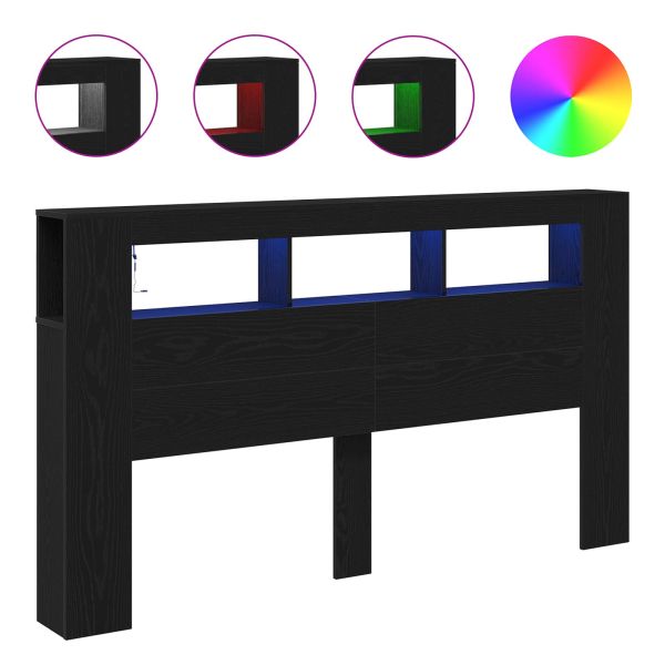 LED глава Черния дъб 180 x 18,5 x 103,5 см Инженерно дърво