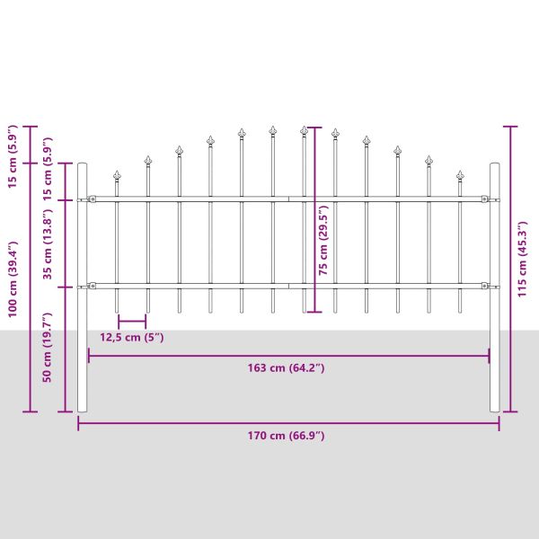 Градска ограда Сив 170 x 140 см Прахово боядисана стомана
