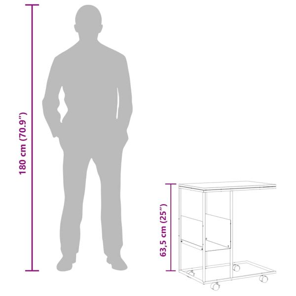 Помощна маса с колелца черна 55x36x63,5 см инженерно дърво