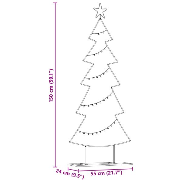Метално коледно дърво с поставка Черно 150 cm Стомана