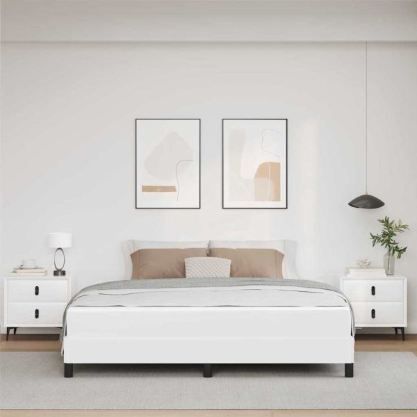 Рамка за легло с матрак Чисто бяло 180 x 200 cm текстил