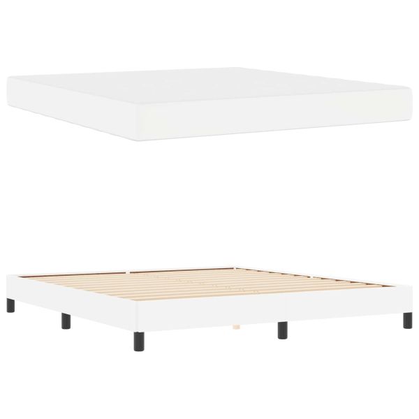 Рамка за легло с матрак Чисто бяло 180 x 200 cm текстил