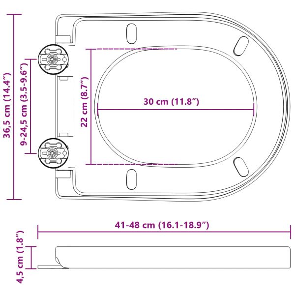 Тоалетна седалка Черно 48 x 36,5 x 4,5 см Полипропилен