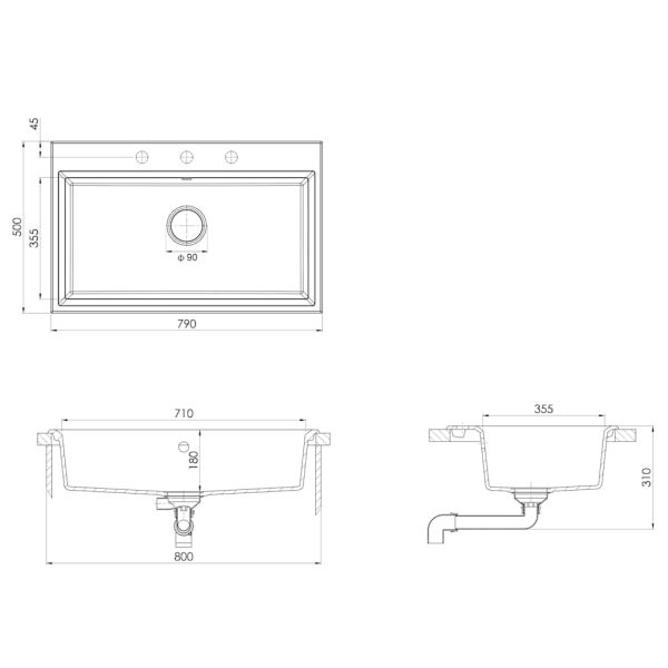 Кухненска мивка Бежово 79 x 50 x 31 см Гранит