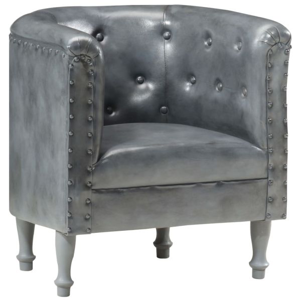 Фотьойл, сив, естествена кожа